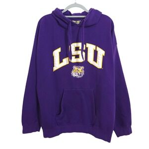 LSU Tigers Reebok Heisman Hoodie Adult XL Purple Embroidered Logo Sweatshirt VTG